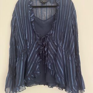 Elementz Blue Ruffled 3/4‎ Sleeve Blouse